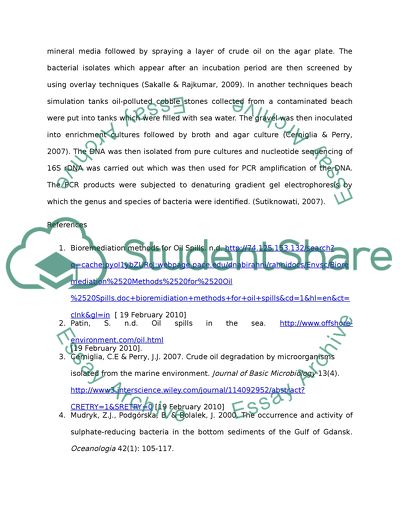 The Role of Microorganisms in the Degradation of Marine Oil Spills