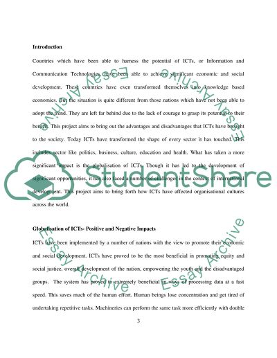 Globalisation of ICTs- Positive and Negative Impacts