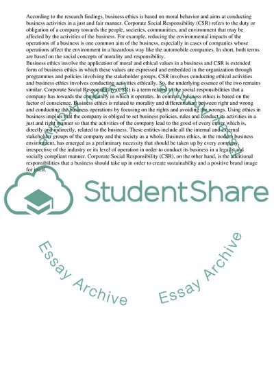 Business Ethics and Corporate Social Responsibility