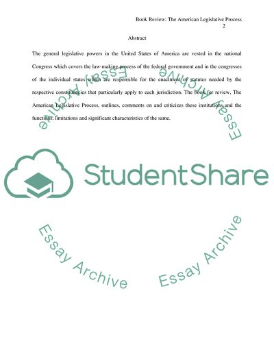 The American Legislative Process