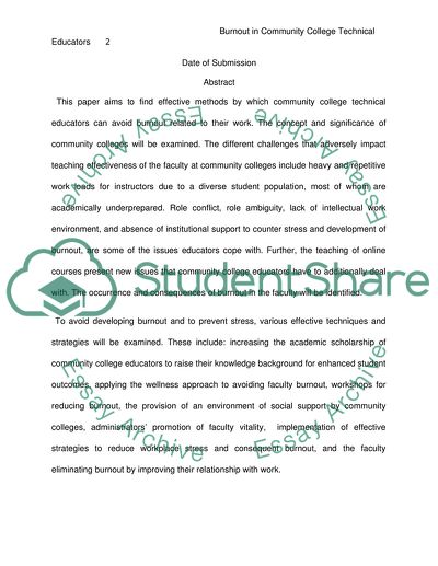 Avoiding Burnout in Community College Technical Educators