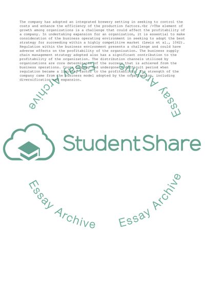 Competing through Operations and Supply: Case of Coors Company