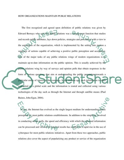 Objectives of an organizations public relations department