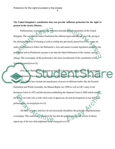 The UKs Constitution Does Not Provide Sufficient Protection for the Right to Protest in the Streets