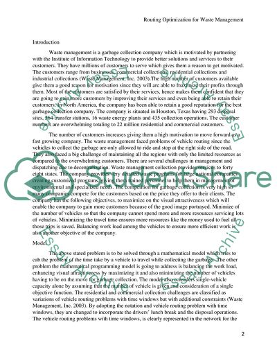 Routing Optimization for Waste Management