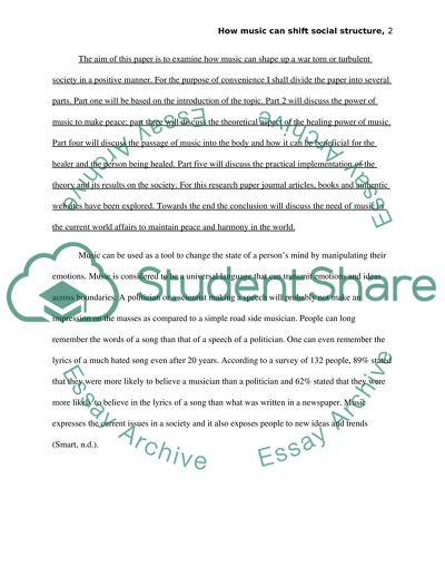 How music can shift social structure especially in countries after wartime and/or poor countries