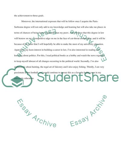 Personal Statement for Sorbbone university