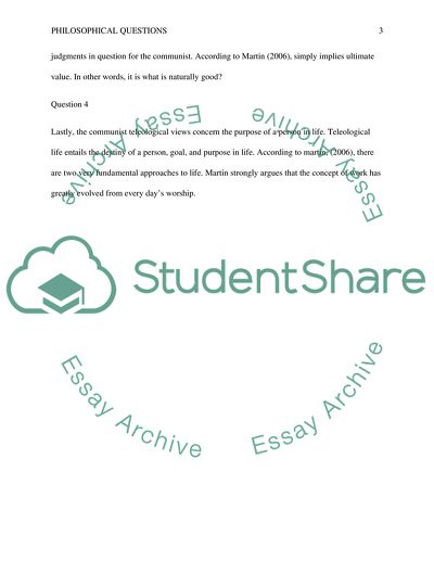 Martins Four Subsidiary Philosophical Questions