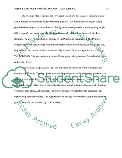 Rite of Passage from Childhood to Adulthood