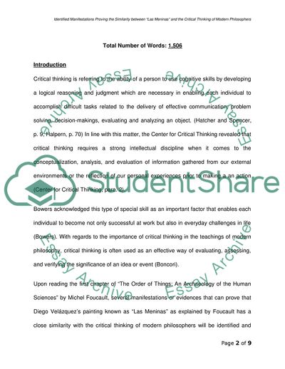 The Similarity Between Las Meninas and the Critical Thinking of Modern Philosophers