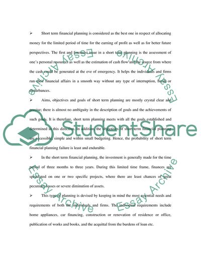 Short Term vs Long Term Financial Planning