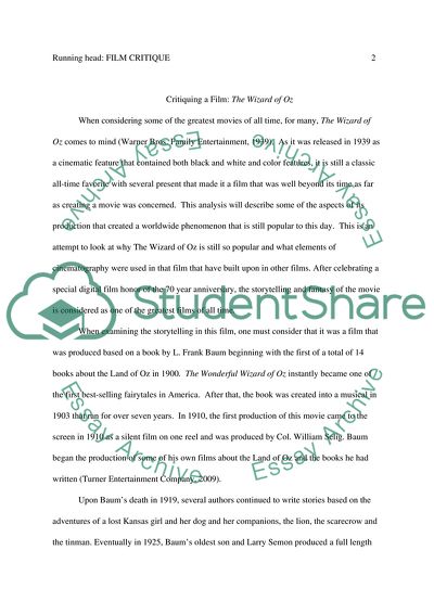 Critiquing a Film: The Wizard of Oz