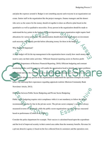 Vitality of Budgeting Process and Financial Reporting