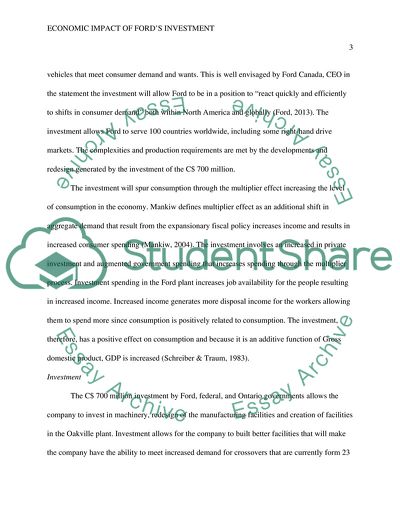 Economic Impact of Fords Investment in the Canadian Economy