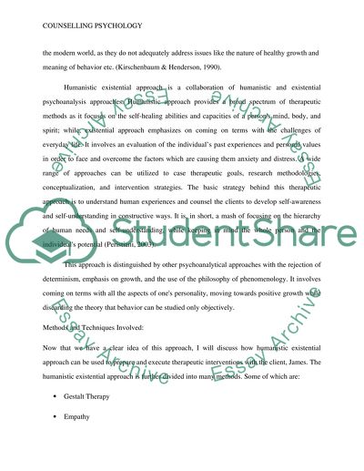 Therapeutic Approach and Methods Used in Counselling Psychology