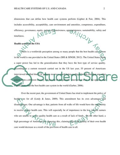 Health Care Systems of U.S. and Canada