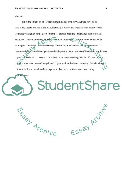 3D Printing In the Medical Industry