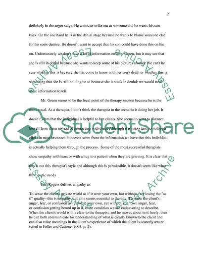 Grief Counselling in Therapeutic Process: Cognitive Behaviour Therapy vs. Person-Centered Therapy