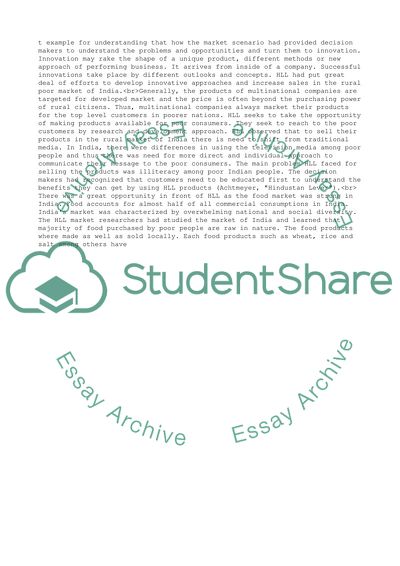 Organizational Scenarios, Problems and Issues Involved with Innovation - Hindustan Lever