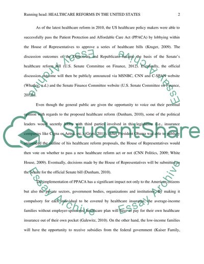 Healthcare Reforms in the United States