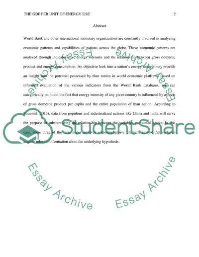 The GDP per unit of energy use