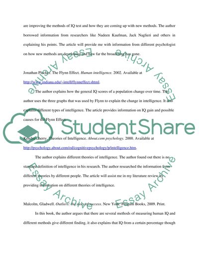 Annotade Bibliography on IQ