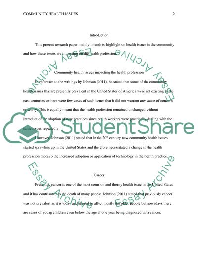 Community Health issue Impacting the Health Profession