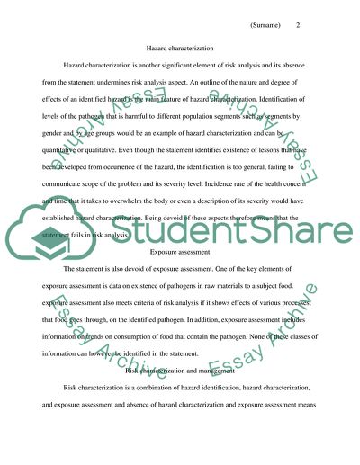 Risk Characterization and Management