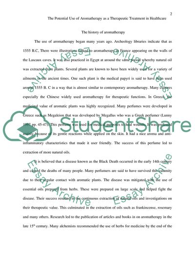 The Potential Use of Aromatherapy as a Therapeutic Treatment in Healthcare