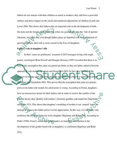 The Role of a Father in a Childs Growing Up