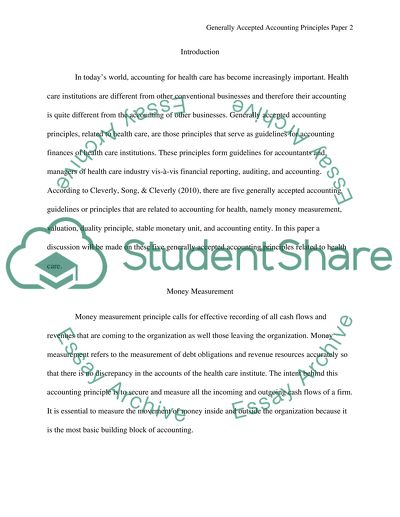 Generally Accepted Accounting Principles Paper