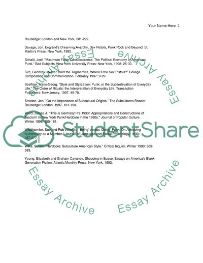 Values and Practices of the Punks