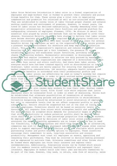 Labor Union Relations