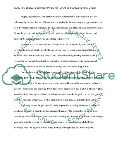 Socially Responsible Investing