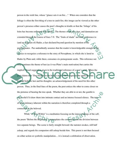 The Community of the Individual: An Analysis of the Poetry of Octavio Paz