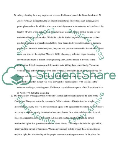 History Questions about American Revolution