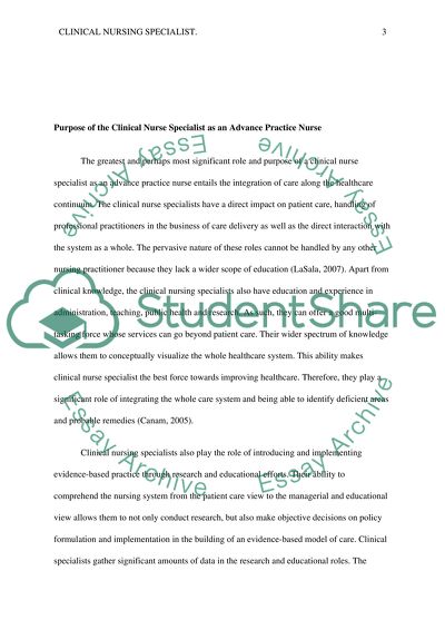 Role of the Clinical Nurse Specialist as an Advanced Practice Nurse