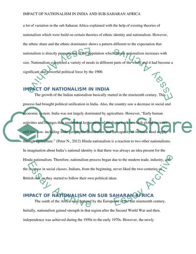 Compare the nature and impact of nationalism in India and in sub-Saharan Africa in the 20th century