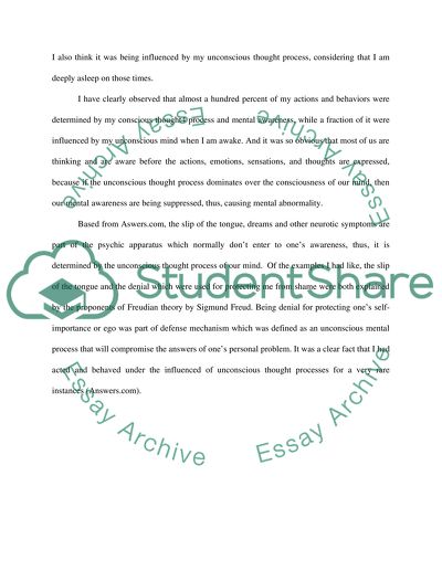 Conscious and Unconscious Mind: Thought Processes Affecting My Actions and Behaviors