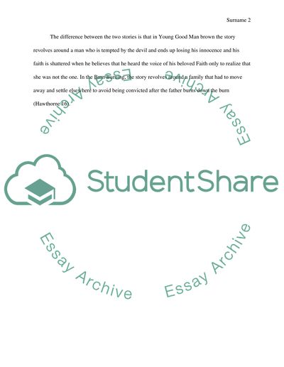Barn Burning And Young Goodman Brown Essay Example Topics And