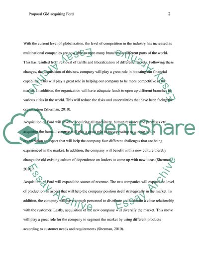 Proposal GM aquiring Ford