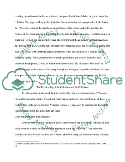 Unsung Contributions and Interrelationships: 19th Century British Empire, Ireland and Victorian Britain