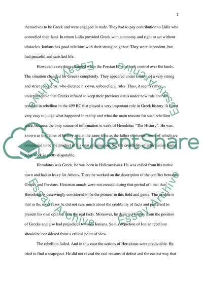 What does the Ionian revolt tell us of the nature of Persian imperial rule