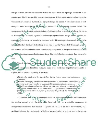 A critical response to Donald Davidsons views of self-deception