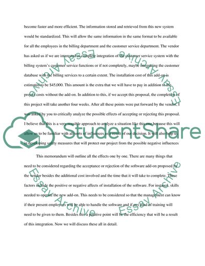 Service Add-On Proposed by the Vendor