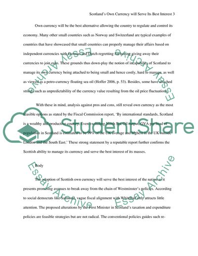 Whether Having Its Own Currency Will Be in Scotlands Best Interest