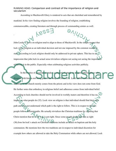 Comparison And Contrast Of The Importance Of Religion And Secularism