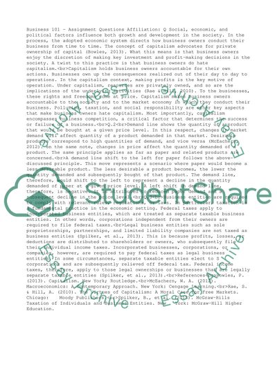 Business 101 - Assignment Questions