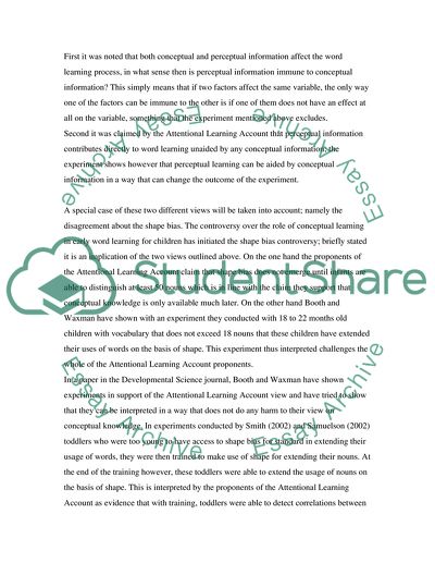 Conceptual and Perceptual Information in Early Childhood