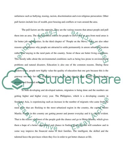 Migration to the Urban Areas